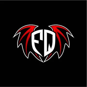 Letter F Q initial vector logo template with a minimalist dragon wing style Stock Illustration