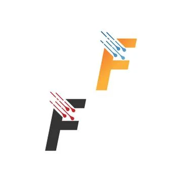 Letter F  simple  tech logo with circuit lines style icon Stock Illustration