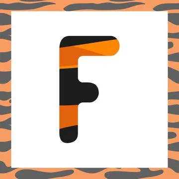Letter F with tiger pattern Stock Illustration