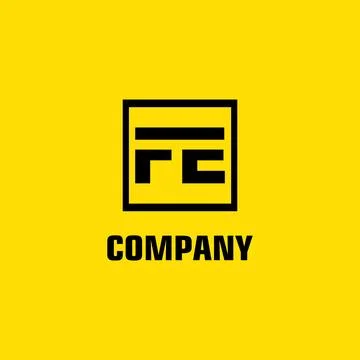 Letter FE Alphabetic Logo Design Template, Black, Box, Rectangle, Square Lo.. Illustrazione stock