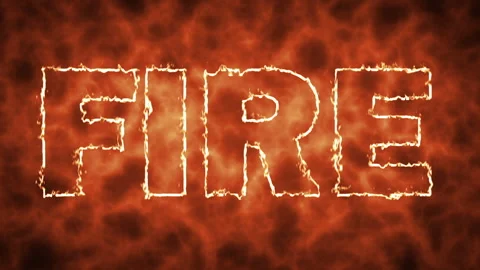 Letter FIRE. Fire flame on black isolated background, realistic fire effect 库存影片 145246590