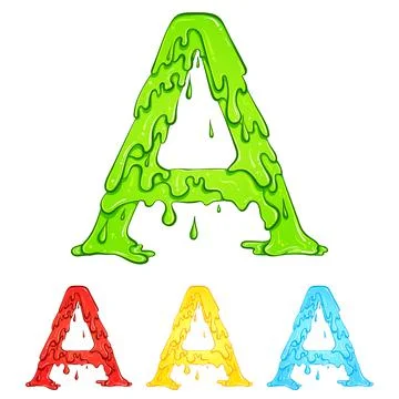 Letter A with flow drops colors Stock Illustration