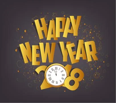 Letter Folding with Paper and clock, Happy New Year 2018 Stock Illustration