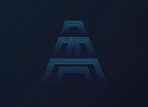 Letter A font, digital technology design, network concept.  Vector illustrati Stock Illustration