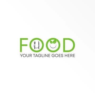 Letter FOOD logo vector. Leaf and Spoon abstract design concept. Stock Illustration