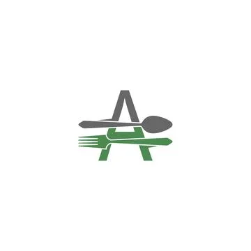 Letter A with fork and spoon logo icon design vector Stock Illustration