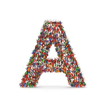 Letter A Formed by a Diverse Crowd of Tiny Human Figures 스톡 일러스트