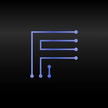 Letter F.Vector technology font. Digital alphabet element. Isolated. Microchip Illustrazione stock