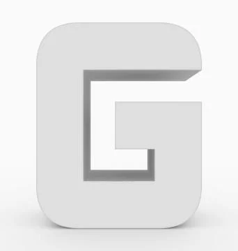Letter G 3d cubic rounded white isolated on white Stock Illustration