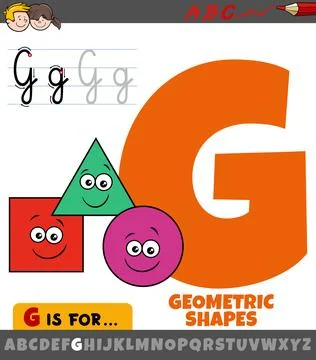 Letter G from alphabet with cartoon basic geometric shapes イラスト素材