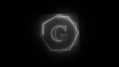 Letter g animation in geometric frame. Letter g white neon alphabet symbol... Video stock 337617522