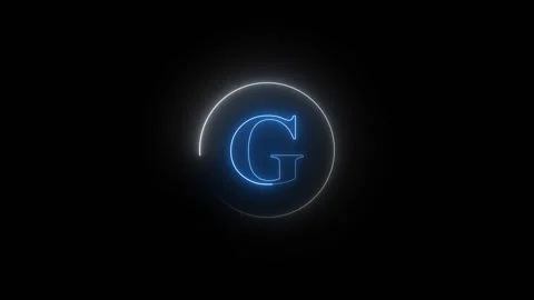Letter g animation inside neon circle. Letter g blue digital alphabet symbo.. Video stock 337617523