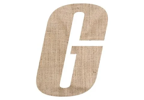 Letter G with burlap texture on white background Stock Illustration