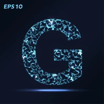 The letter G consists of points, lines and triangles. Vector illustration. Stock Illustration