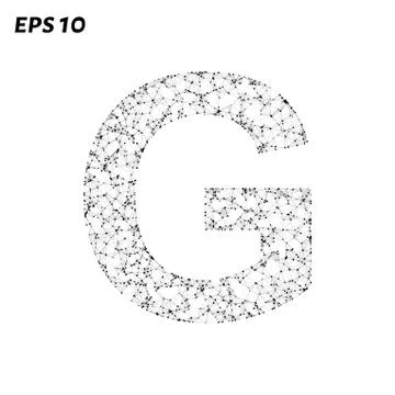The letter G consists of points, lines and triangles. Vector illustration. Stock Illustration
