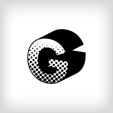 Letter G with creative shadow, pop art dot design alphabet sign. Stock Illustration