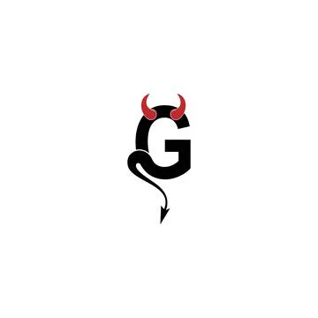 Letter G with devil's horns and tail icon logo design vector 스톡 일러스트