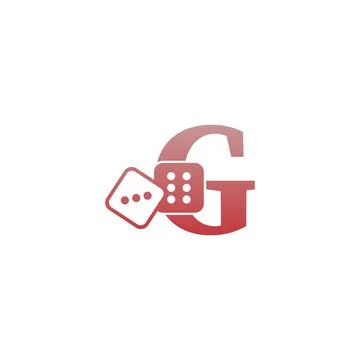Letter G with dice two icon logo template Stock Illustration