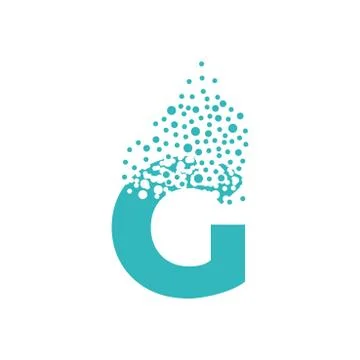 Letter G dispersing into a cloud of bubbles Stock Illustration