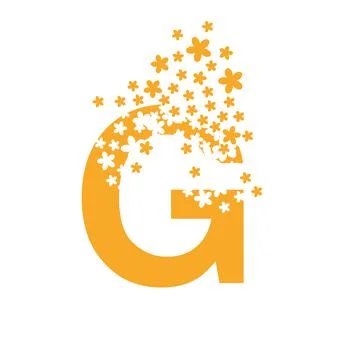 The letter G dissolves into a cloud of flowers 스톡 일러스트