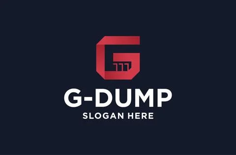 Letter g with dump negative space logo design. dumpster service. Stock Illustration