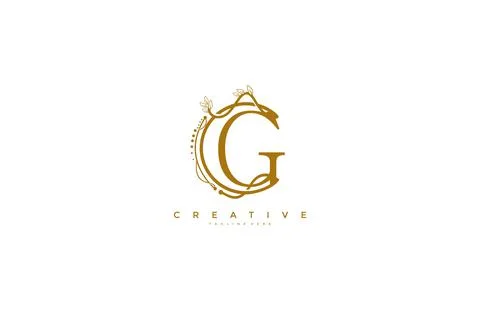 Letter G Floral Monogram Rounded Ornate Elegant Logo Design Stockillustratie