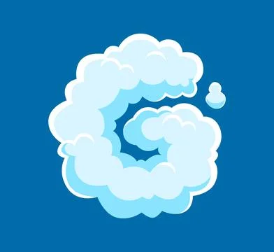 Letter G fluffy white cloud font, smoke typeface Stock Illustration