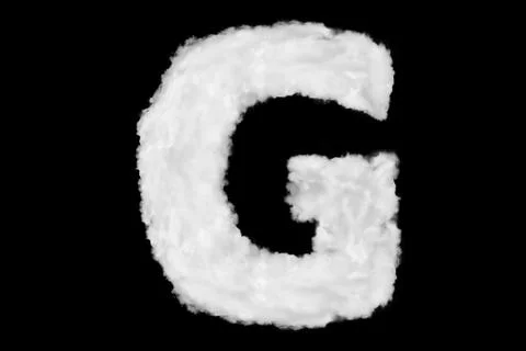 Letter G font shape element made of cloud on black Stock Illustration