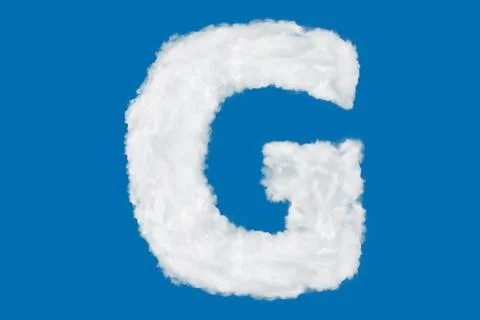 Letter G font shape element made of clouds on blue Stock Illustration