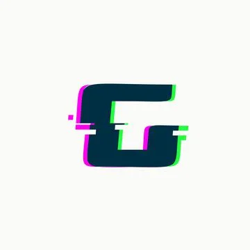 Letter G. Glitch font, vector isolated abstract symbol with digital noise Stock Illustration