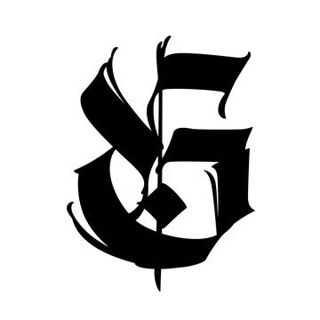 Letter G, in the Gothic style. Vector. Alphabet. Calligraphy and lettering. M Stock Illustration