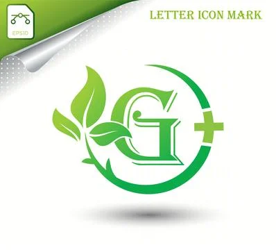 Letter G with green leaf vector template Stock Illustration
