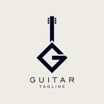 Letter G Guitar Logo Design Stock Illustration