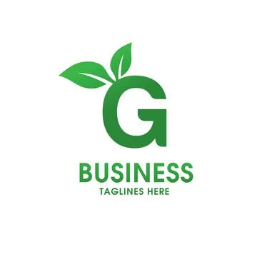 Letter G with leaf logo Stock Illustration