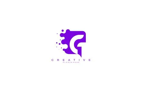 Letter G Logo Design Vector with Abstract Square Shape Dots Stock Illustration