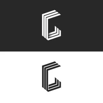 Letter G logo monogram set black and white perspective geometric shape togeth Stock Illustration