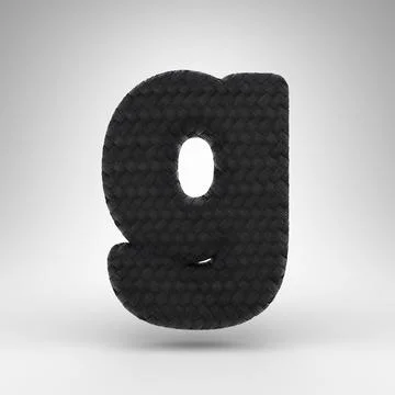 Letter G lowercase on white background. Black carbon fiber 3D letter with car Stock Illustration