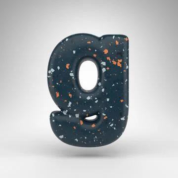 Letter G lowercase on white background. 3D letter with blue terrazzo pattern  Stock Illustration
