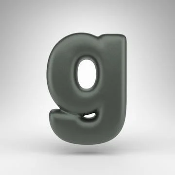 Letter G lowercase on white background. Anodized green 3D letter with matte t 스톡 일러스트