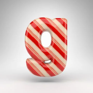 Letter G lowercase on white background. Candy cane 3D letter with red and whi イラスト素材