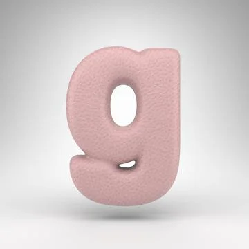 Letter G lowercase on white background. Pink leather 3D letter with skin text Illustrazione stock