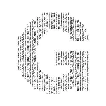 Letter G made from binary code digits. Technology background Stock Illustration