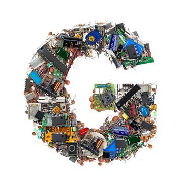 Letter G made of electronic components Stock Photos