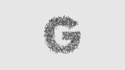 Letter G Made of Letters with Alpha Channel. 3D Font. Alphabet Letter Animation Stock Footage 304993174