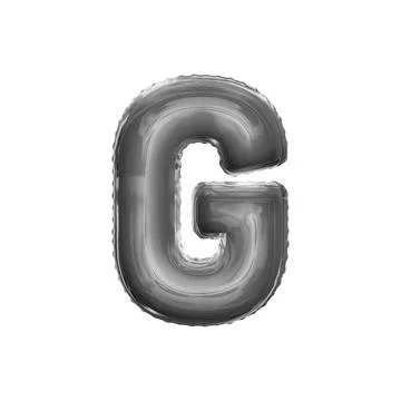 Letter G Made Of Silver Inflatable Balloon Isolated On White Background Illustrazione stock