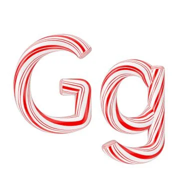 Letter G Mint Candy Cane Alphabet Collection Striped in Red Christmas Colour  Stock Illustration