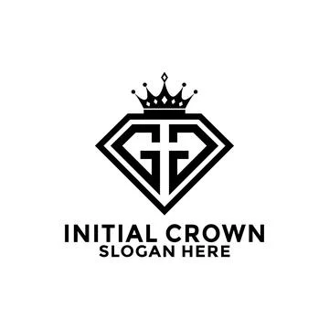 Letter G or GG with Diamond and royal crown logo design Premium Vector, Ini.. Illustrazione stock
