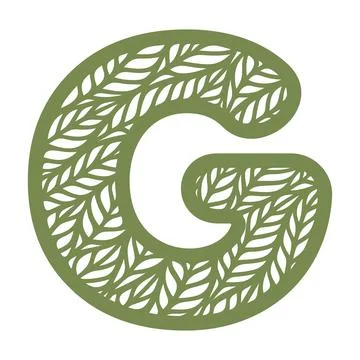 Letter G with a pattern of leaves.  Illustrazione stock