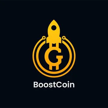 Letter G Rocket Boost Coin Logo Design Stock Illustration