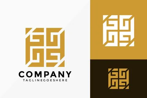 Letter G Square Logo Vector Design. Abstract emblem, designs concept, logos,  イラスト素材